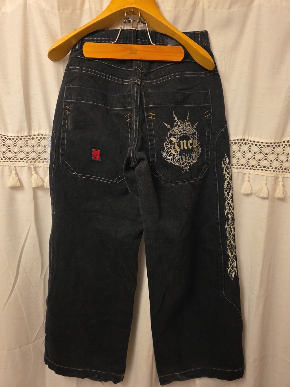 Vtg JNCO Black Jeans 30x30 Mens Tribal Barbwire